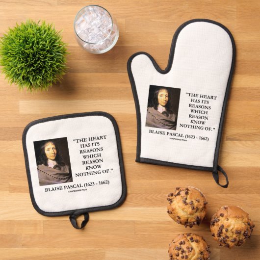 Blaise Pascal Heart Reasons Reason Know Nothing Of 鍋つかみ&鍋敷きセット (トップダウン)