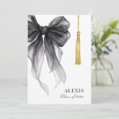 Blak Bow Coquette Photo Graduation Cap Tassel 案内状 (スタンド正面)