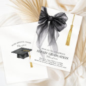 Blak Coquette Bow Graduation Hat Class of 2026 招待状