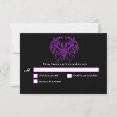 Blak purple Gothic Halloween Wedding RSVP Card (正面)