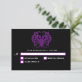 Blak purple Gothic Halloween Wedding RSVP Card (スタンド正面)