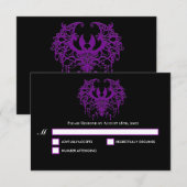 Blak purple Gothic Halloween Wedding RSVP Card (正面/裏面)