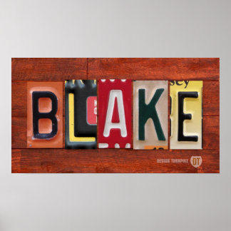 BLAKEライセンスプレートレタリング名署名ポスター ポスター