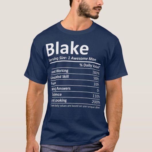BLAKE栄養おもしろい誕生日パーソナライズされた名 Tシャツ (正面)