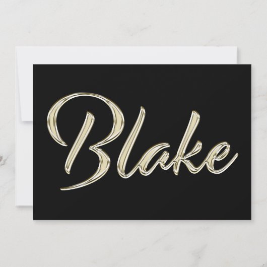Blake Name white gold Handwriting Karte カード (正面)