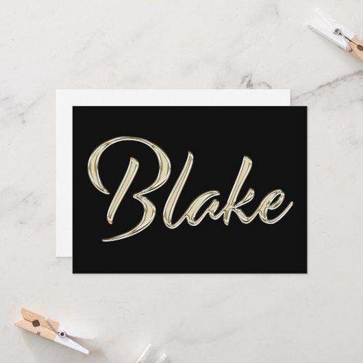 Blake Name white gold Handwriting Karte カード (正面/裏面インサイチュ)