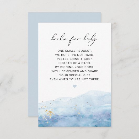 BLAKELYほこりっぽいブルーウォーターカラーブックベビーカード 招待状 (正面/裏面)