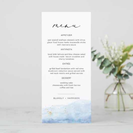 BLAKELYほこりっぽいブルーウォータービーチ結婚式メニュー メニュー (スタンド正面)