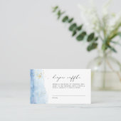 BLAKELYほこりっぽいブルーウォーター色おむつラッフルチケット プレイスカード (スタンド正面)