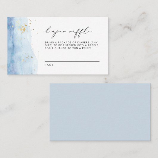BLAKELYほこりっぽいブルーウォーター色おむつラッフルチケット プレイスカード (正面/裏面)