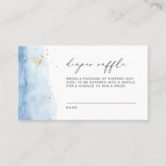BLAKELYほこりっぽいブルーウォーター色おむつラッフルチケット プレイスカード (正面)