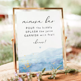 BLAKELYほこりっぽいブルーウォーター色金ゴールドミモザバー ポスター