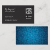 Blakish and Deep Blue Mandala QR Code 名刺 (正面/裏面)