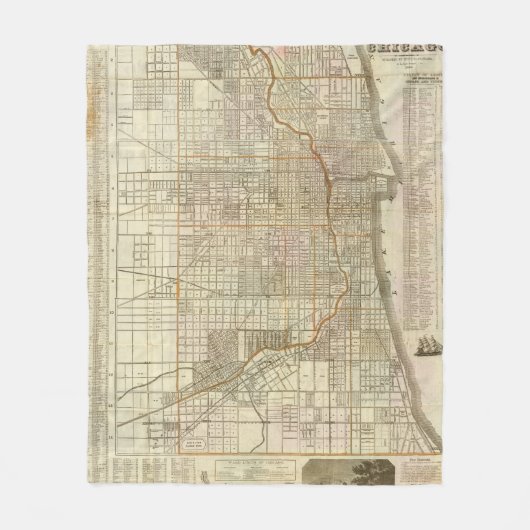 Blanchardのシカゴのガイドの地図 フリースブランケット (正面)