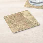 Blanchardのシカゴの地図 スクエアペーパーコースター (アングル)