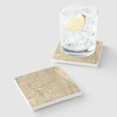 Blanchardのシカゴの地図 ストーンコースター (横)