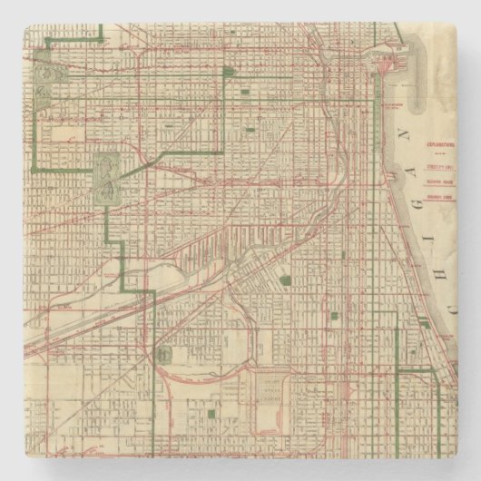 Blanchardのシカゴの地図 ストーンコースター (正面)