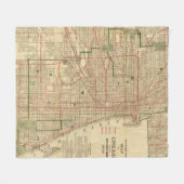 Blanchardのシカゴの地図 フリースブランケット (正面(横))