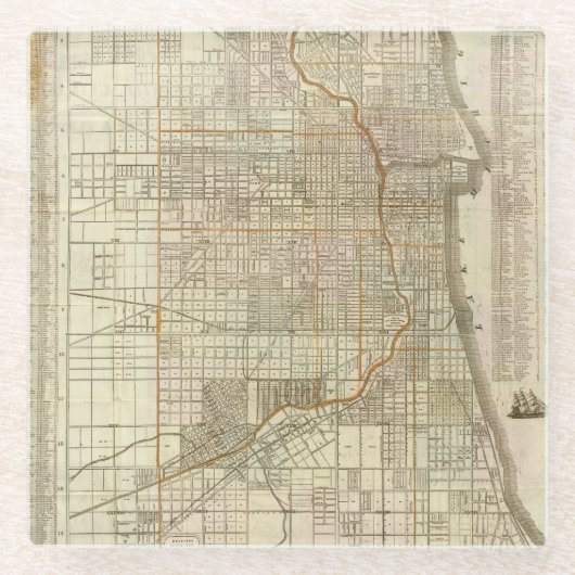 Blanchardのシカゴ2のガイドの地図 ガラスコースター (正面)