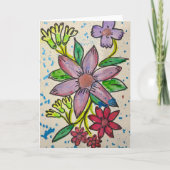Blank Abstract Watercolor Floral Greeting カード (正面)