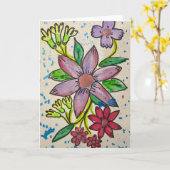 Blank Abstract Watercolor Floral Greeting  カード (黄色い花)