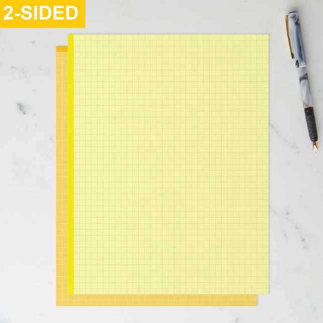 Blank Aesthetic Yellow Graph Papers (Grid Squared) レターヘッド (yellow engineering graph paper, quad ruled paper for drafting)