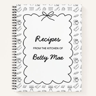 Blank B&W Cookbook Write Your Own Favorite Recipe  ノートブック
