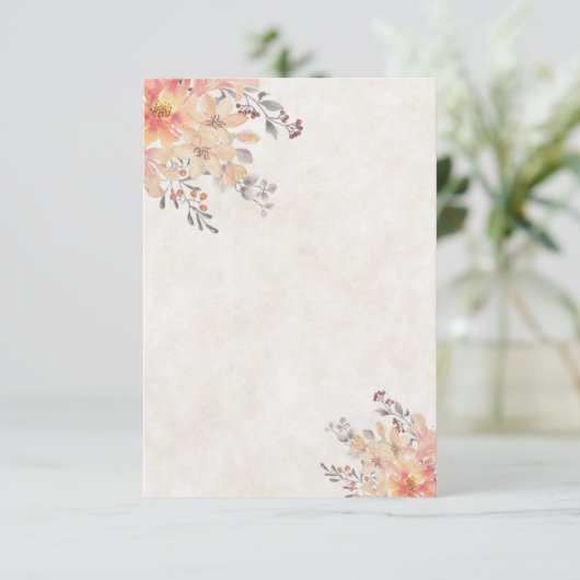  blank budget Apricot watercolor floral wedding 招待状 (スタンド正面)