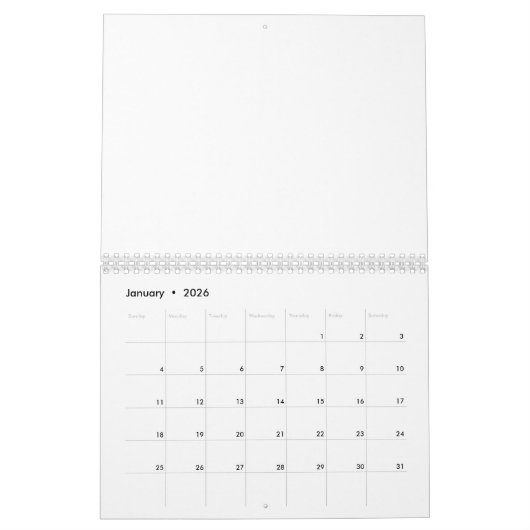 Blank Calendar For 2026 カレンダー (1月 2026)