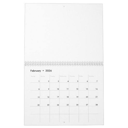 Blank Calendar For 2026 カレンダー (2月 2026)