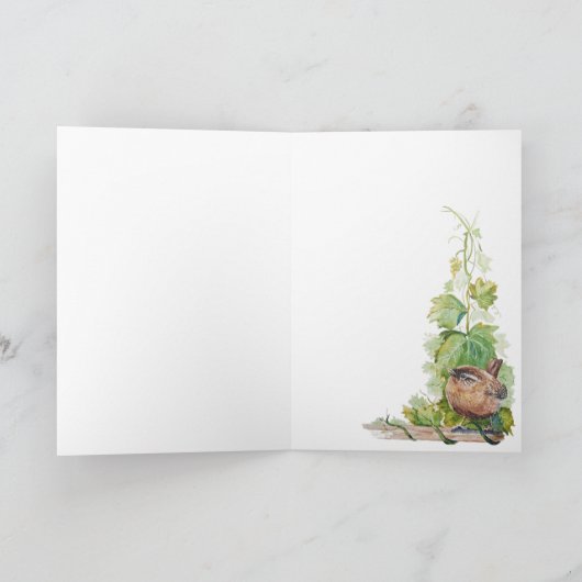 Blank Custom Age Birthday Wren Bird in Vineyard カード (内部)