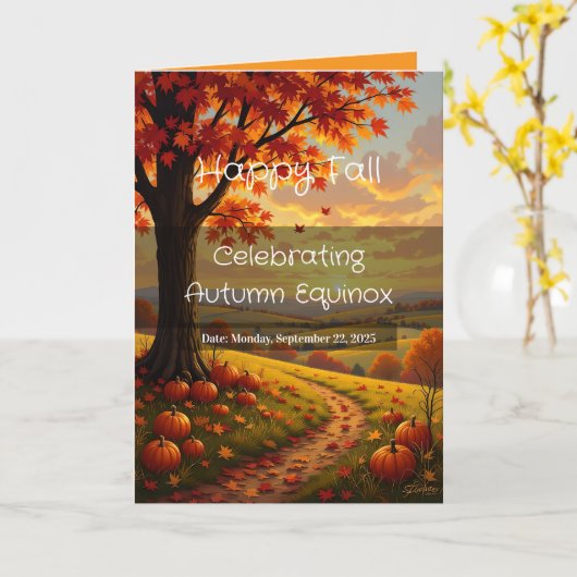 Blank Custom Fall Equinox Folded Greeting Card カード (黄色い花)