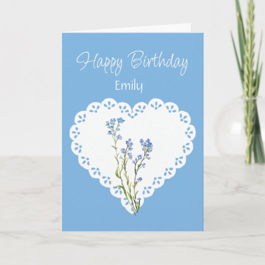 Blank Custom Name Birthday Forget-me-not Flower カード (正面)