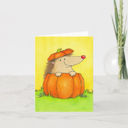 Blank Cute Hedgehog in Pumpkin Fall  カード (正面)