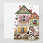 Blank Flat Card Cozy Cottage and Puppy シーズンカード (正面/裏面)