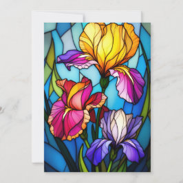 Blank Flat Greeting Card with Stain-Glass Iris  シーズンカード