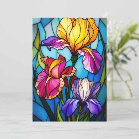 Blank Flat Greeting Card with Stain-Glass Iris  シーズンカード (スタンド正面)