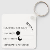 Blank in Style & Editable Funny Nurse  キーホルダー (裏面)