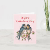 Blank Inside Blue Birds Valentine's Day Card カード (正面)