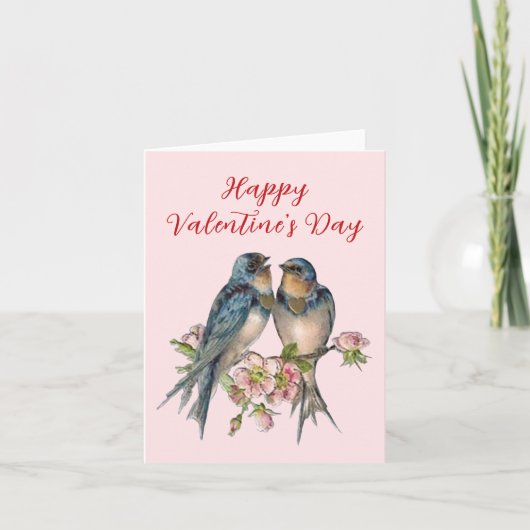 Blank Inside Blue Birds Valentine's Day Card カード (正面)