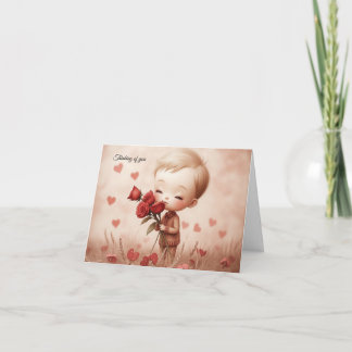 Blank inside note card "Thinking Of You" カード