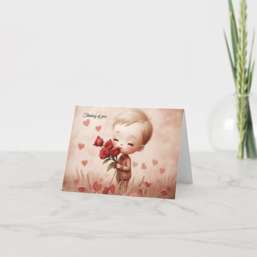 Blank inside note card "Thinking Of You" カード (正面)