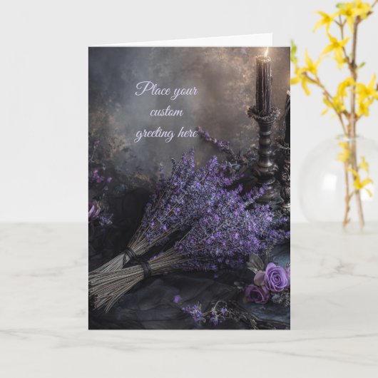 Blank Moody, Elegant Lavender Floral Editable カード (黄色い花)