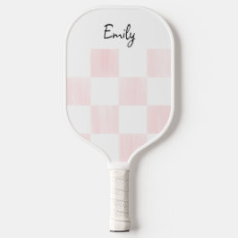 Blank Pink and White Checkerboard Personalized ピックルボールラケット