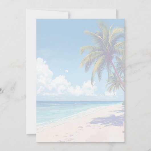 Blank Seaside Summer Blue Elegant Pretty Wedding  招待状 (裏面)