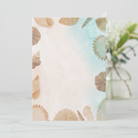 Blank Seaside Summer Blue Elegant Pretty Wedding  招待状 (スタンド正面)