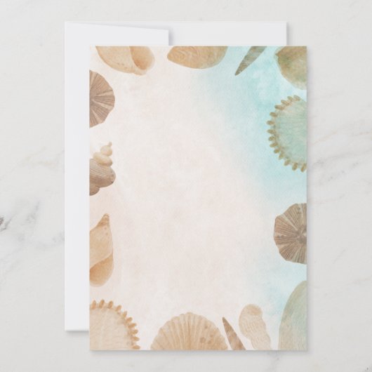 Blank Seaside Summer Blue Elegant Pretty Wedding  招待状 (裏面)