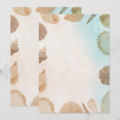 Blank Seaside Summer Blue Elegant Pretty Wedding  招待状 (正面/裏面)