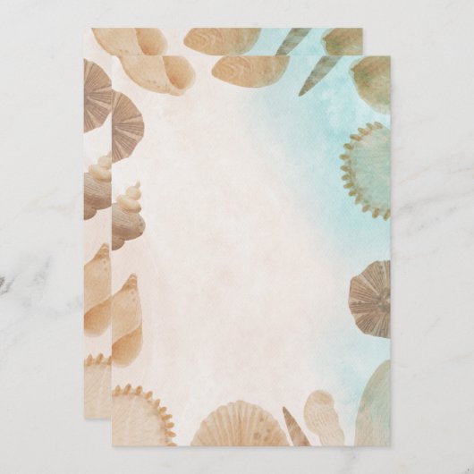 Blank Seaside Summer Blue Elegant Pretty Wedding  招待状 (正面/裏面)