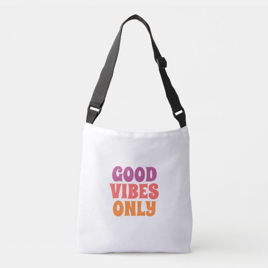 Blank White Crossbody Tote Bag with Black Strap クロスボディバッグ (正面)